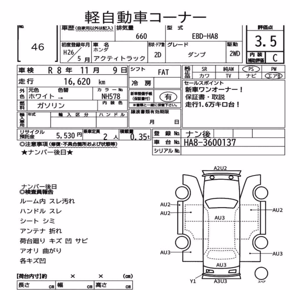 Notka aukcyjna: HONDA ACTY TRUCK OTHERS