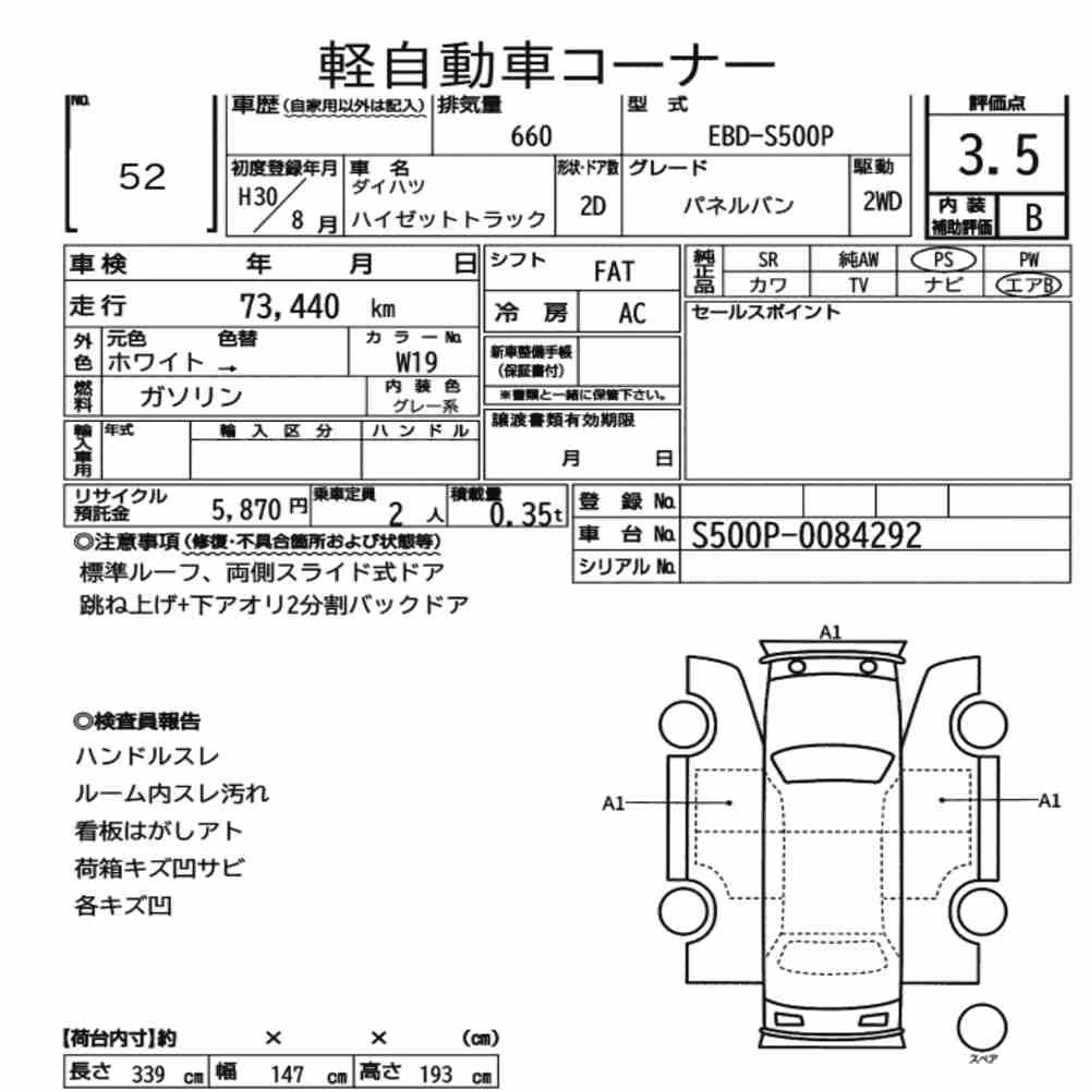 Notka aukcyjna: DAIHATSU HIJET TRUCK PANEL VAN