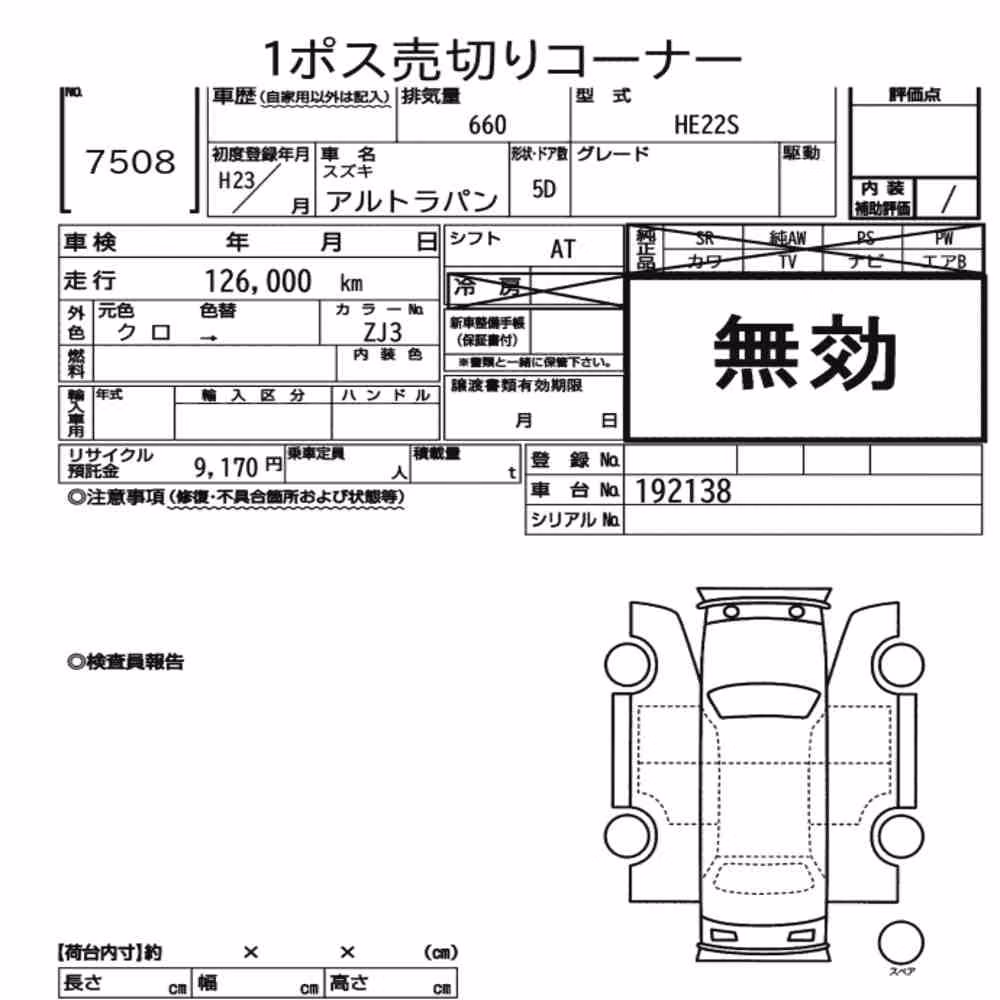 Notka aukcyjna: SUZUKI ALTO LAPIN