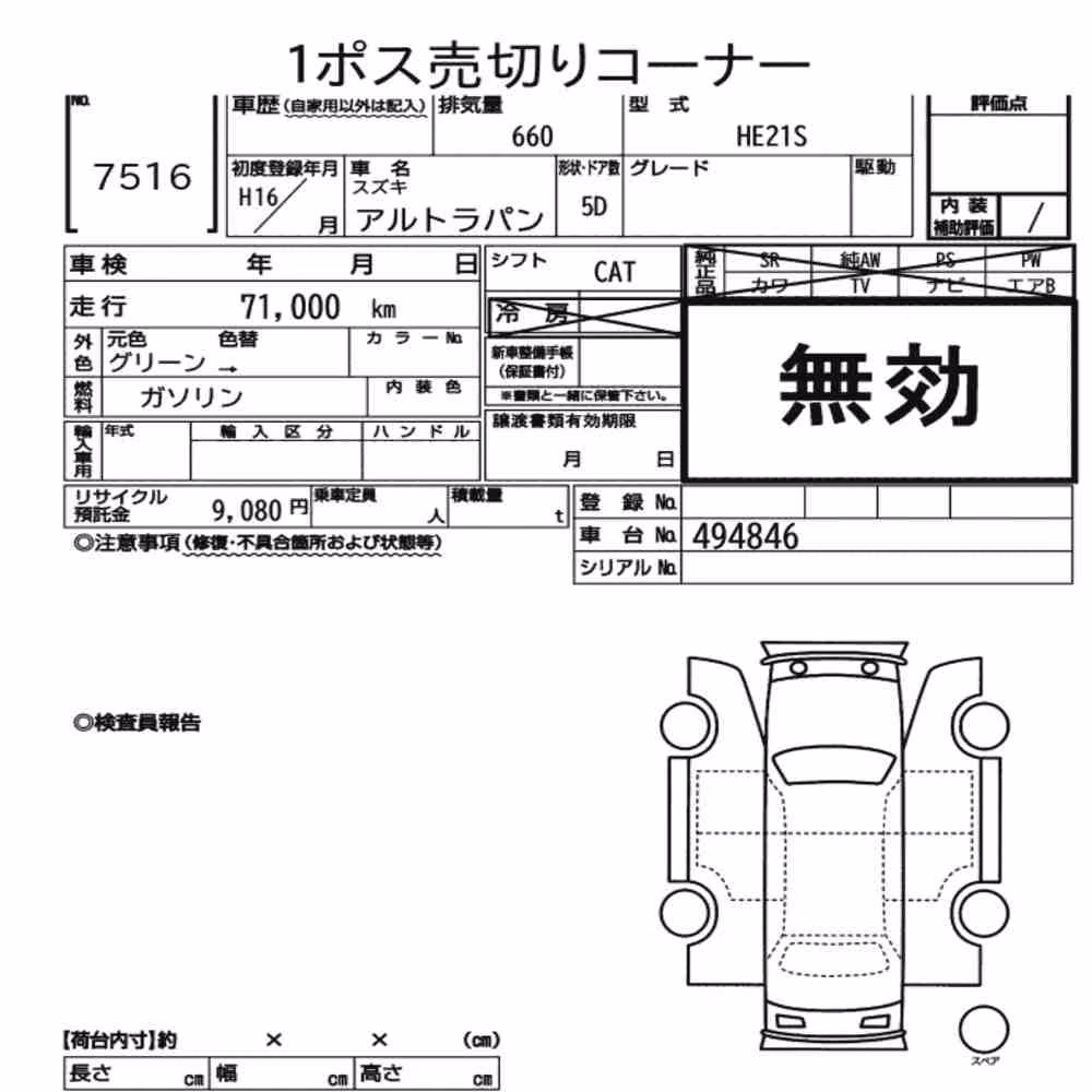 Notka aukcyjna: SUZUKI ALTO LAPIN
