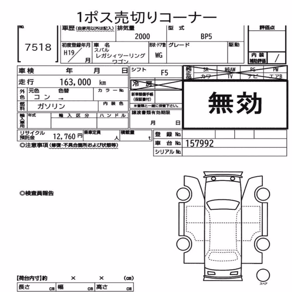 Notka aukcyjna: SUBARU OTHERS