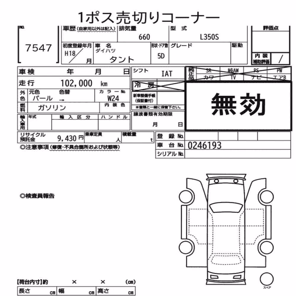Notka aukcyjna: DAIHATSU TANTO