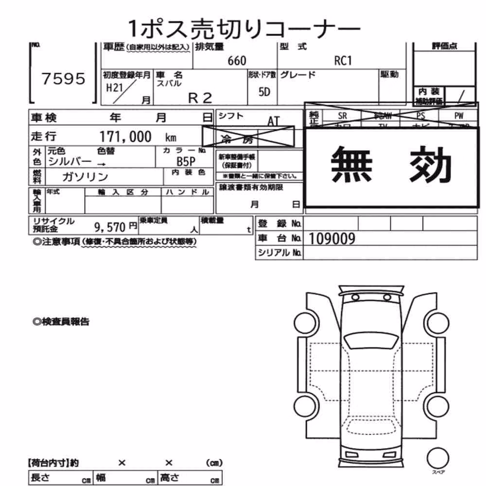 Notka aukcyjna: SUBARU R2 5D