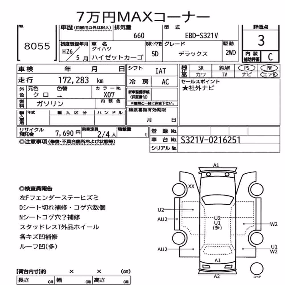 Notka aukcyjna: DAIHATSU HIJET CARGO 5D DELUXE