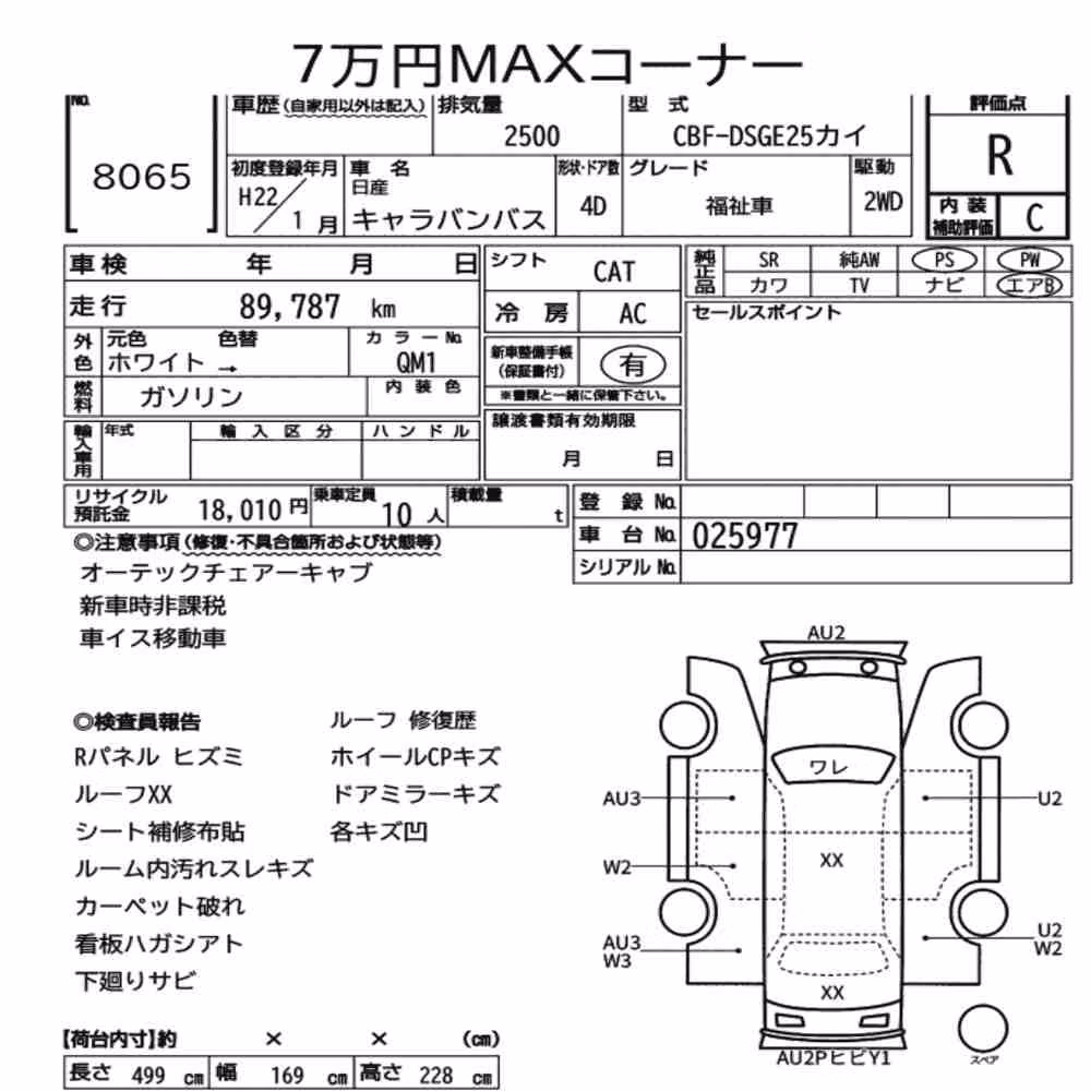Notka aukcyjna: NISSAN CARAVAN BUS 4D OTHERS