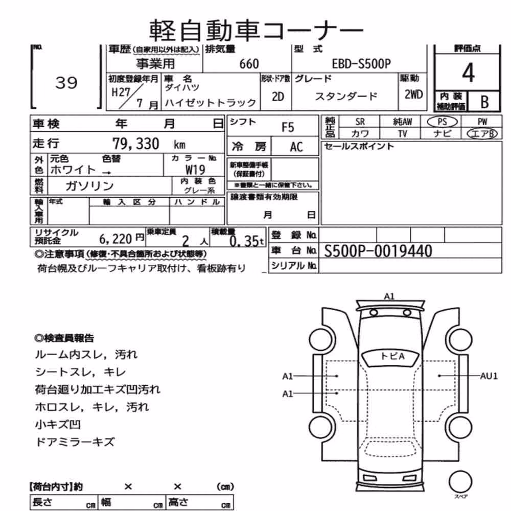 Notka aukcyjna: DAIHATSU HIJET TRUCK STANDARD