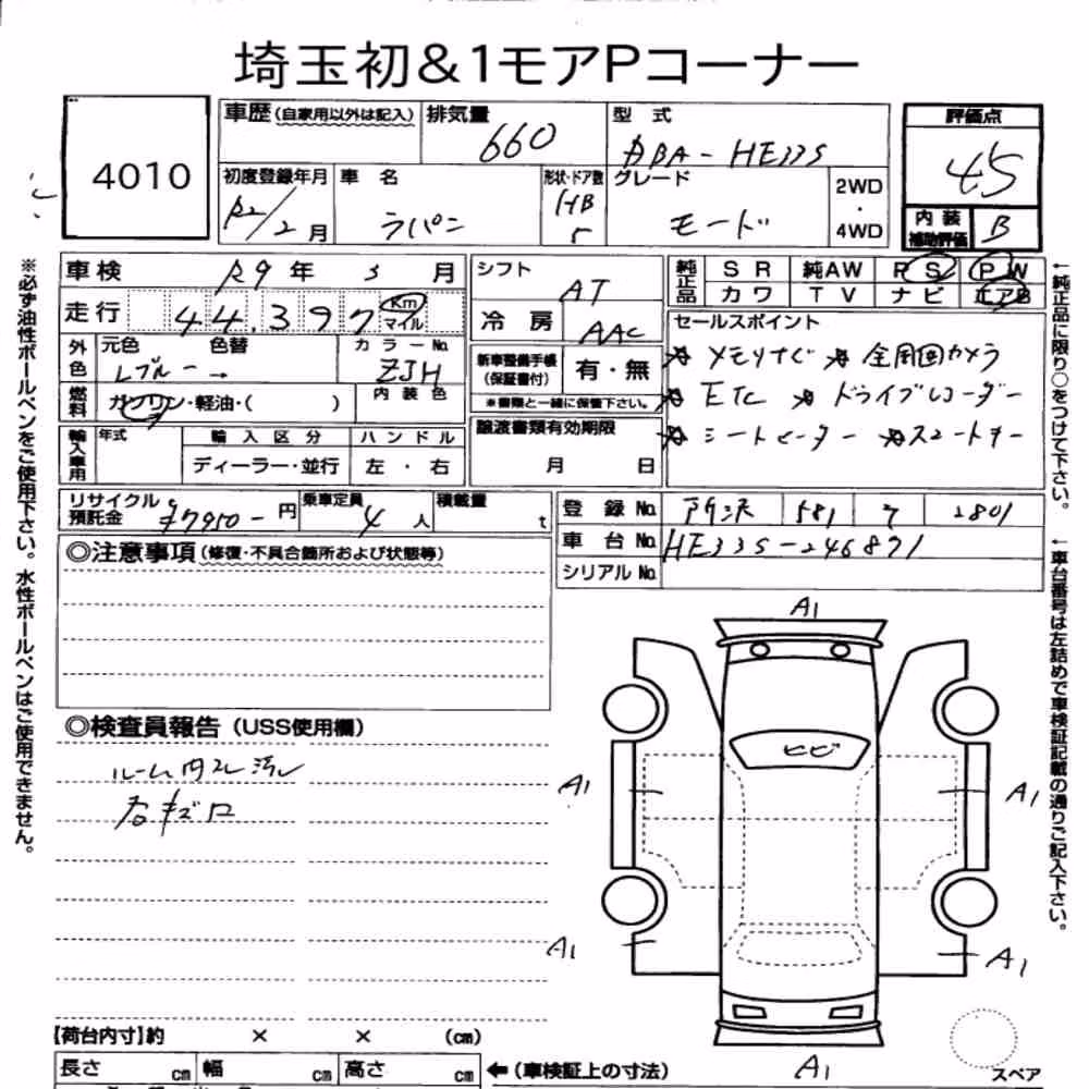 Notka aukcyjna: SUZUKI ALTO LAPIN MODE