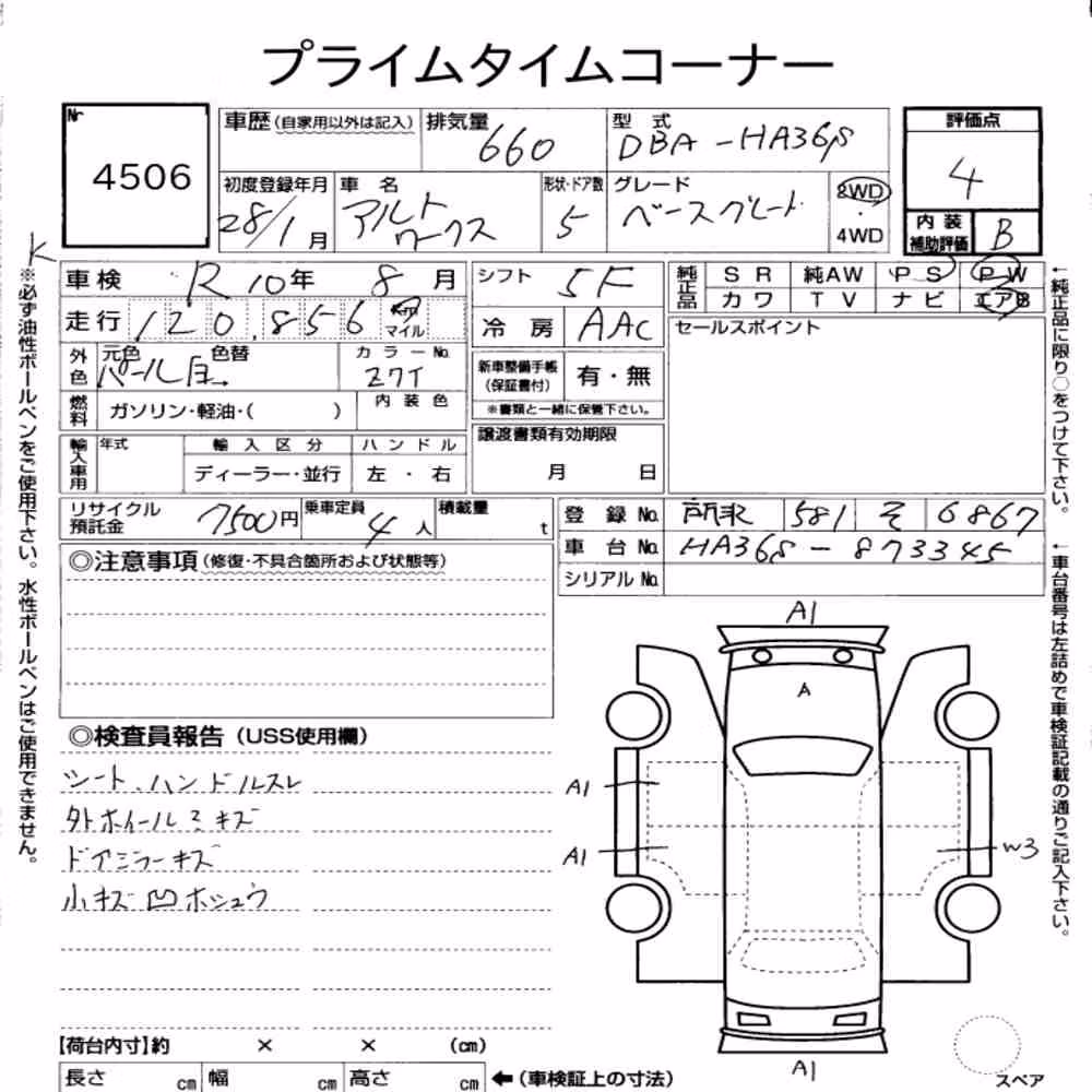 Notka aukcyjna: SUZUKI ALTO WORKS 5D BASE GRADE