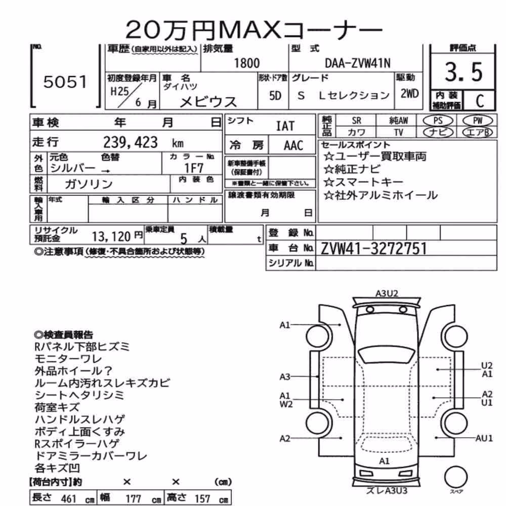 Notka aukcyjna: DAIHATSU MEBIUS S L SELECTION