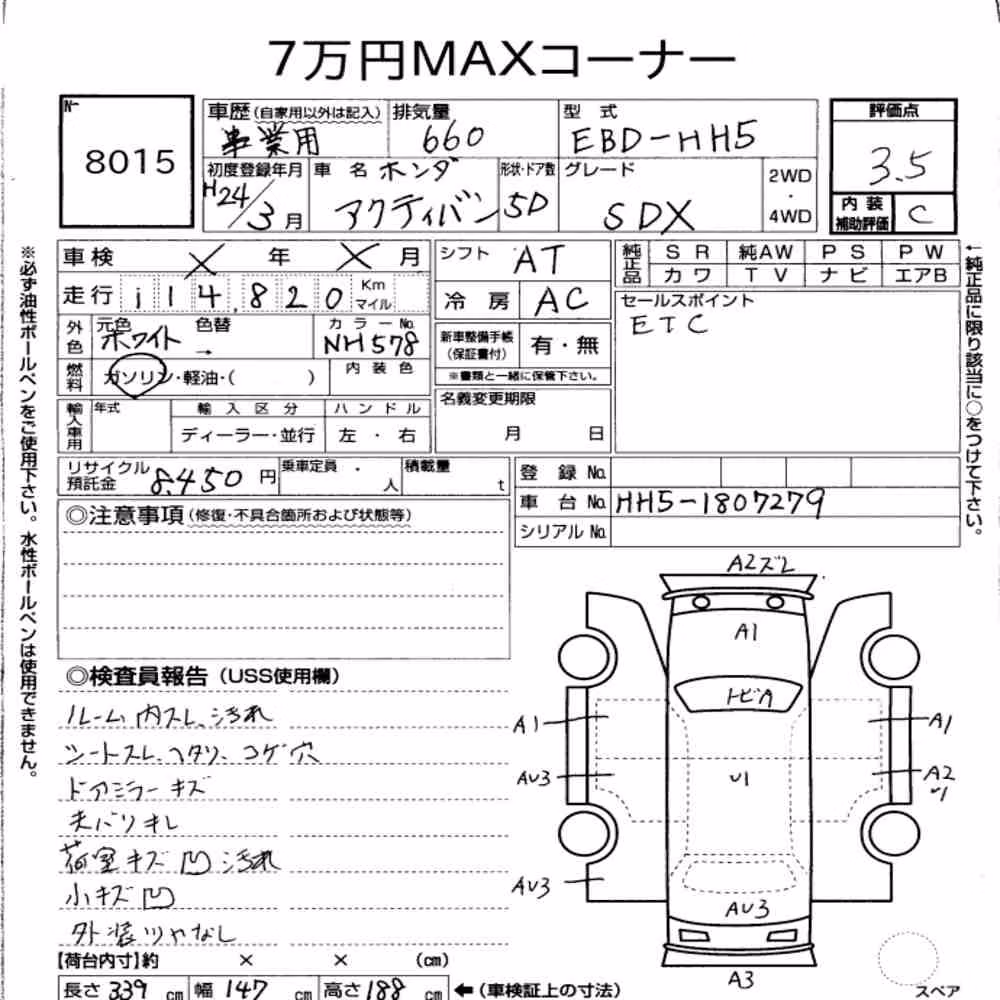 Notka aukcyjna: HONDA ACTY VAN SDX