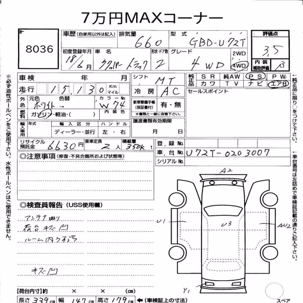 Notka aukcyjna: NISSAN CLIPPER TRUCK 4WD
