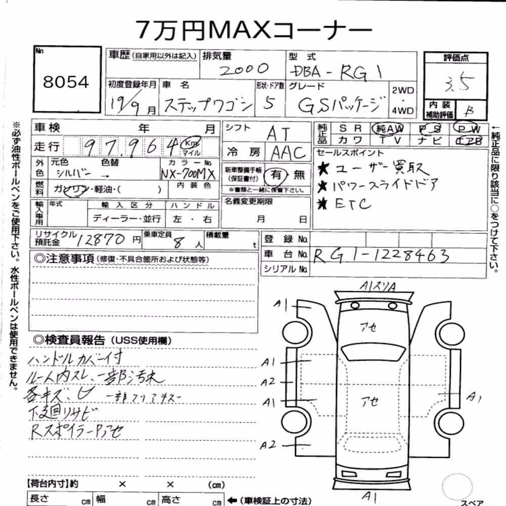 Notka aukcyjna: HONDA STEPWAGON 5D G S PACKAGE