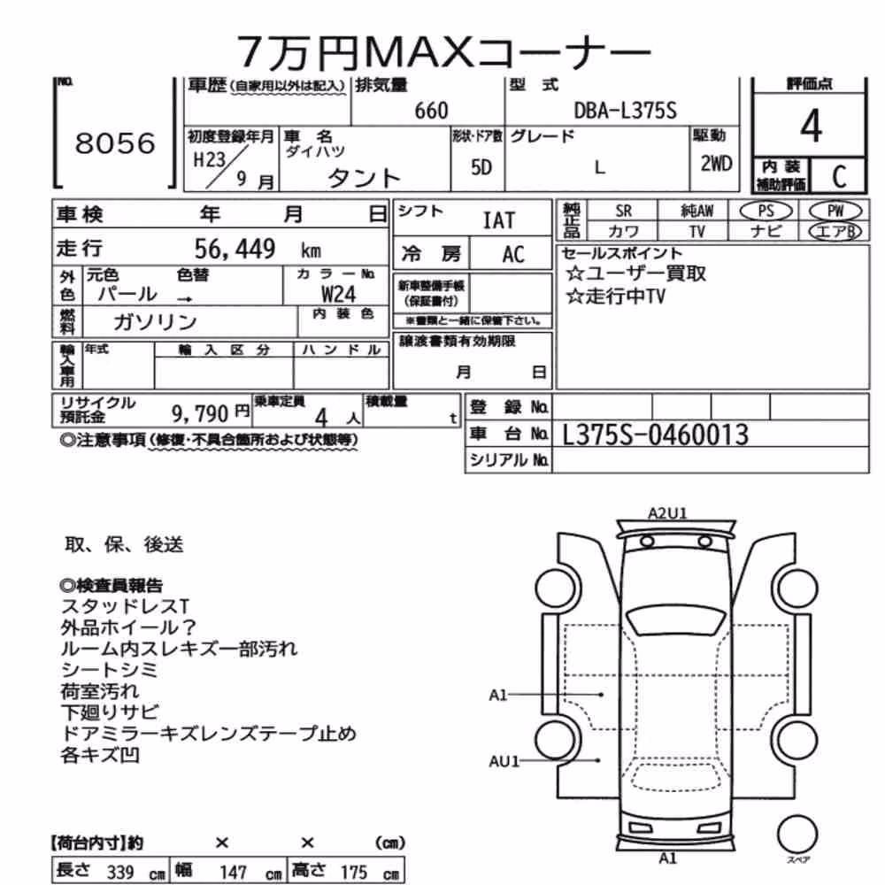 Notka aukcyjna: DAIHATSU TANTO L