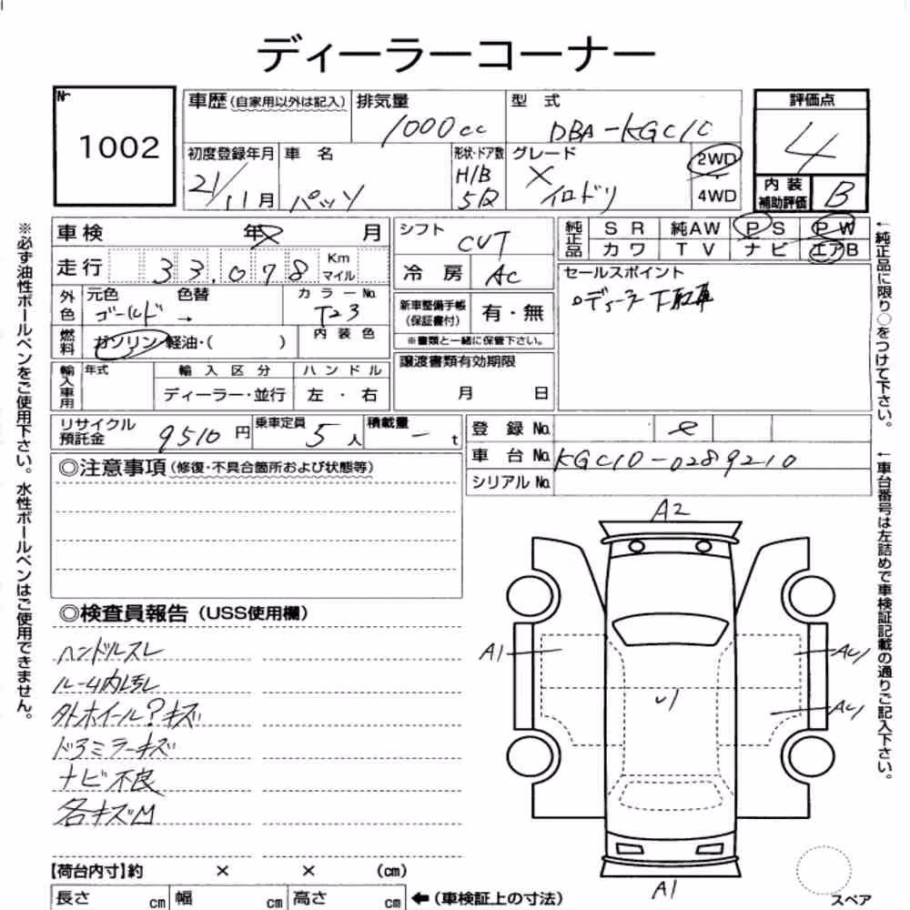 Notka aukcyjna: TOYOTA PASSO X IRODORI