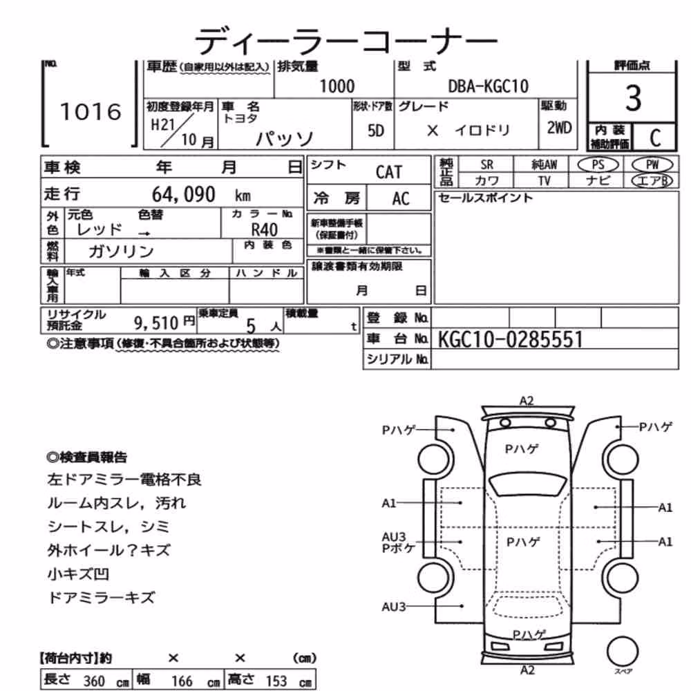 Notka aukcyjna: TOYOTA PASSO X IRODORI