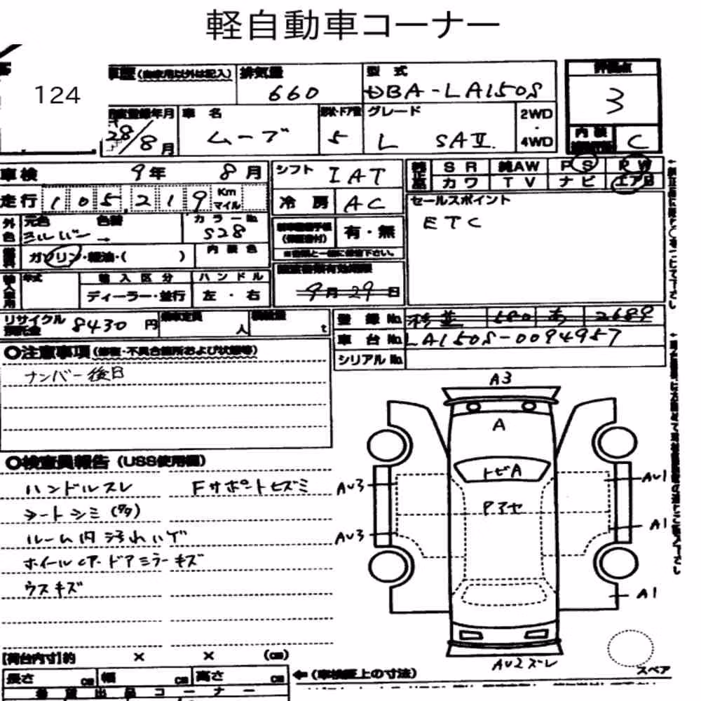 Notka aukcyjna: DAIHATSU MOVE L SAⅡ
