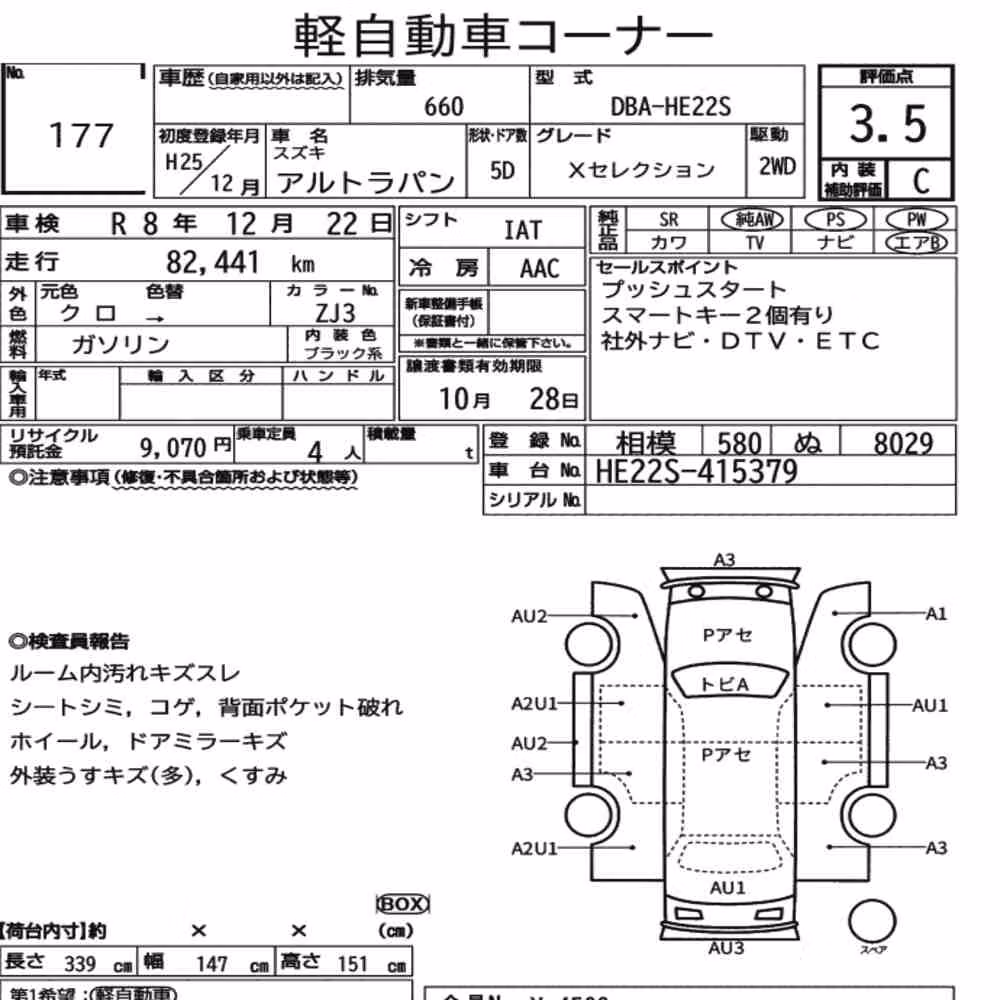 Notka aukcyjna: SUZUKI ALTO LAPIN X SELECTION