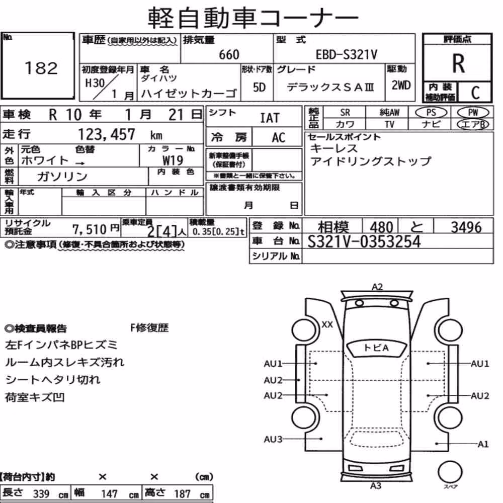Notka aukcyjna: DAIHATSU HIJET CARGO 5D DELUXE SA Ⅲ