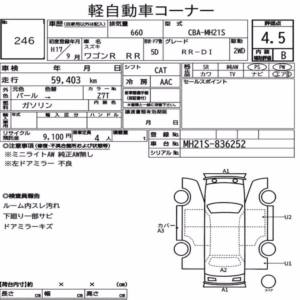 Notka aukcyjna: SUZUKI WAGON R RR 5D RR-DI