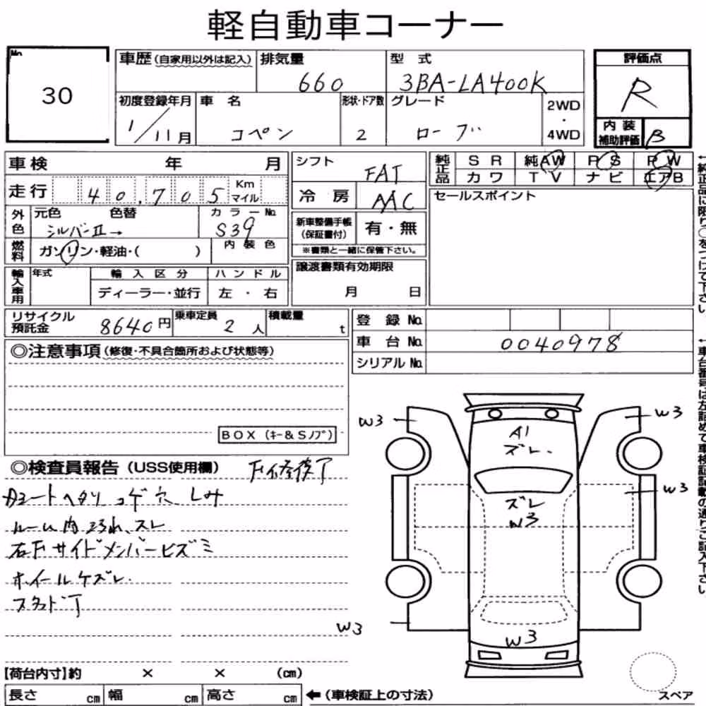 Notka aukcyjna: DAIHATSU COPEN OP ROBE