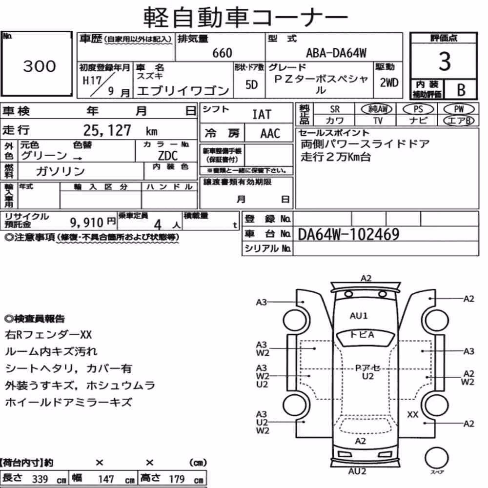 Notka aukcyjna: SUZUKI EVERY WAGON PZ TURBO SPECIAL