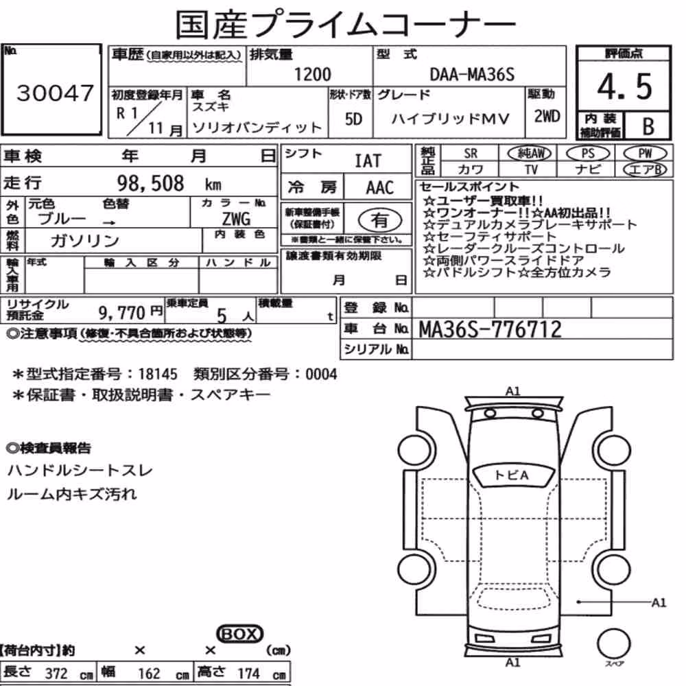 Notka aukcyjna: SUZUKI SOLIO BANDIT HYBRID MV