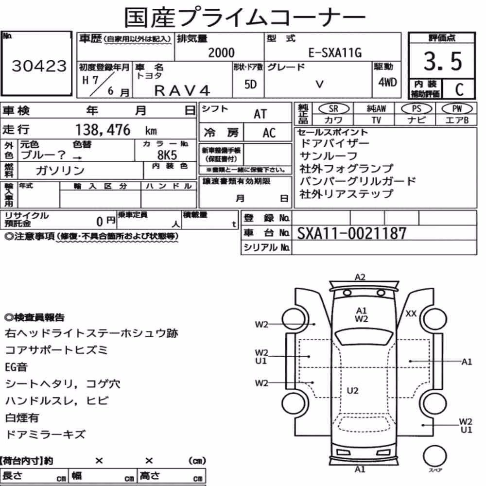 Notka aukcyjna: TOYOTA RAV4 5D 4WD V