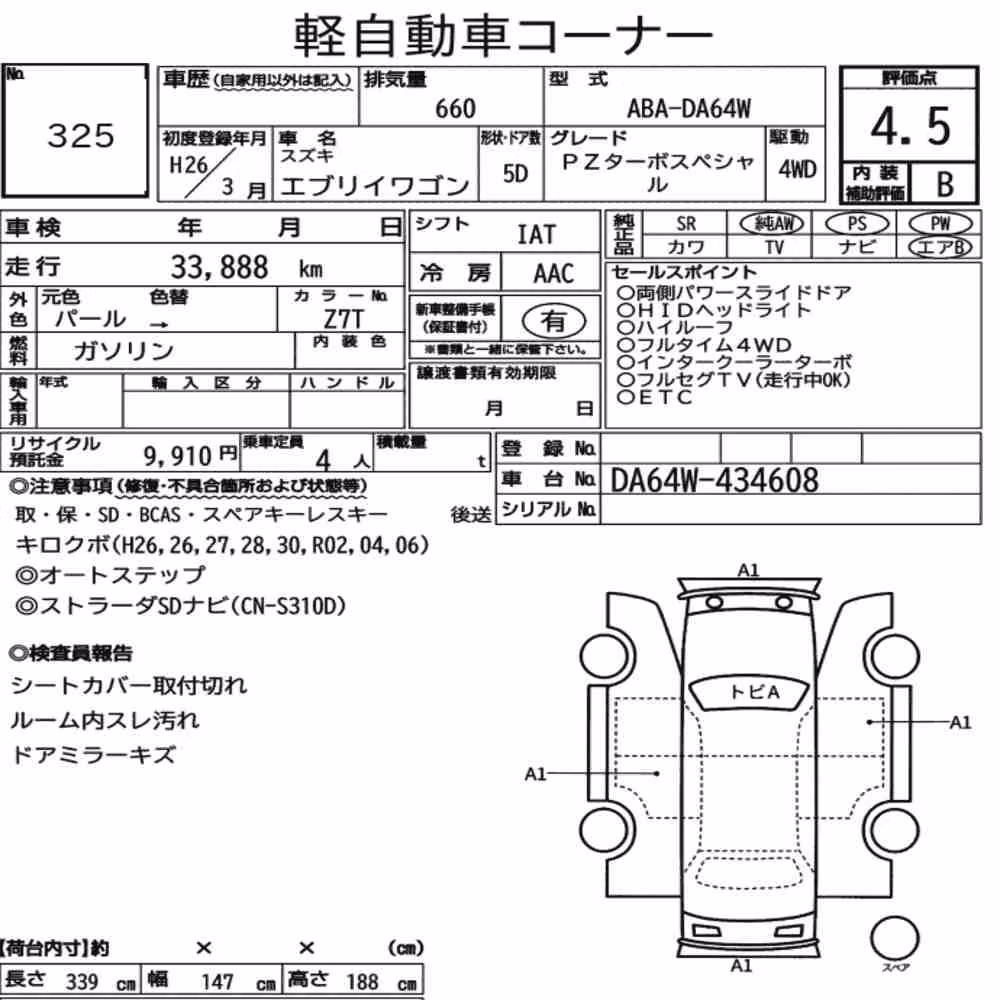 Notka aukcyjna: SUZUKI EVERY WAGON 4WD PZ TURBO SPECIAL