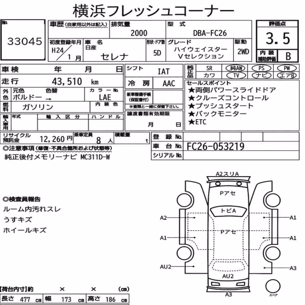 Notka aukcyjna: NISSAN SERENA 5D HIGHWAY STAR V SELECTION