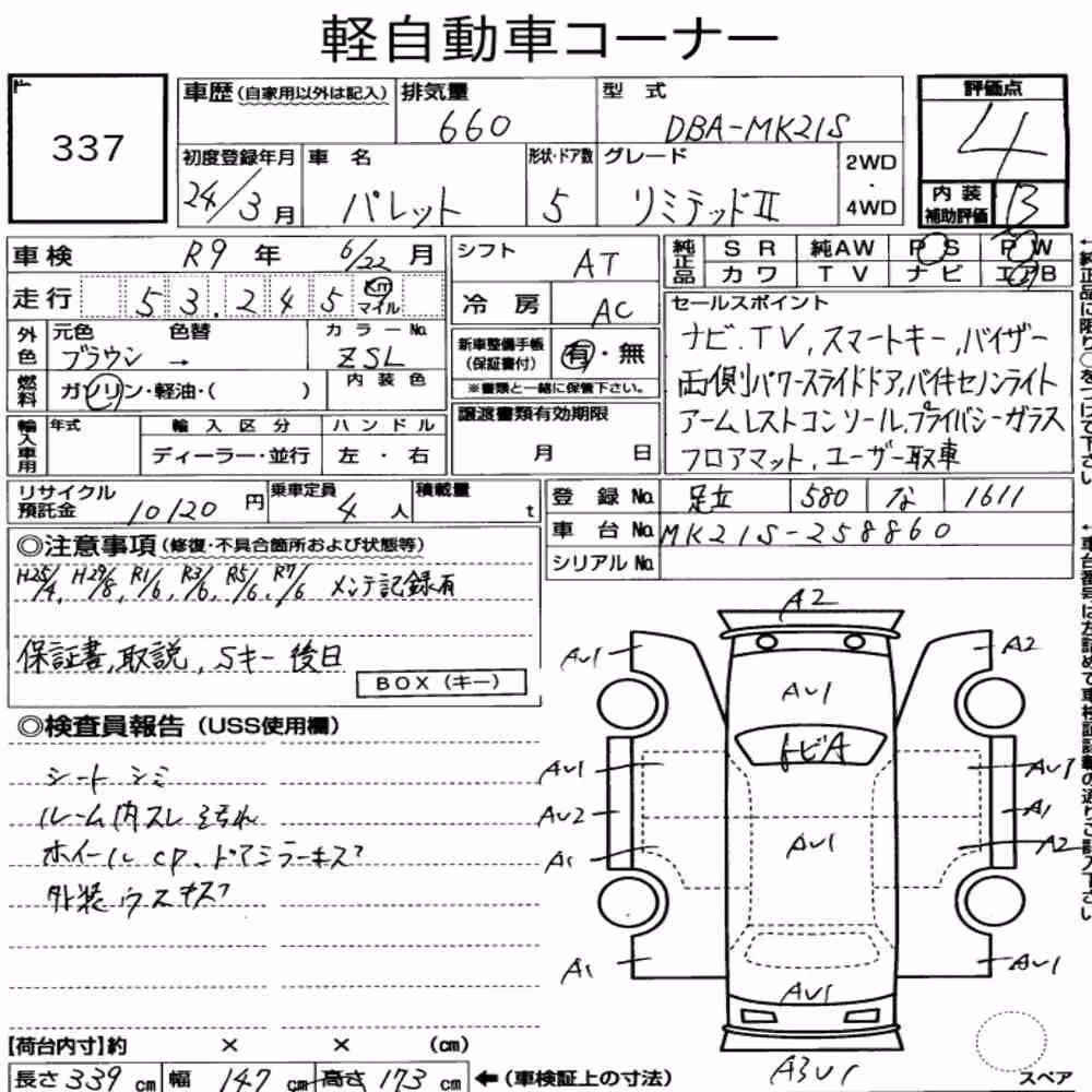 Notka aukcyjna: SUZUKI PALETTE LIMITED Ⅱ