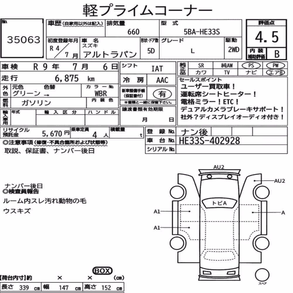 Notka aukcyjna: SUZUKI ALTO LAPIN L