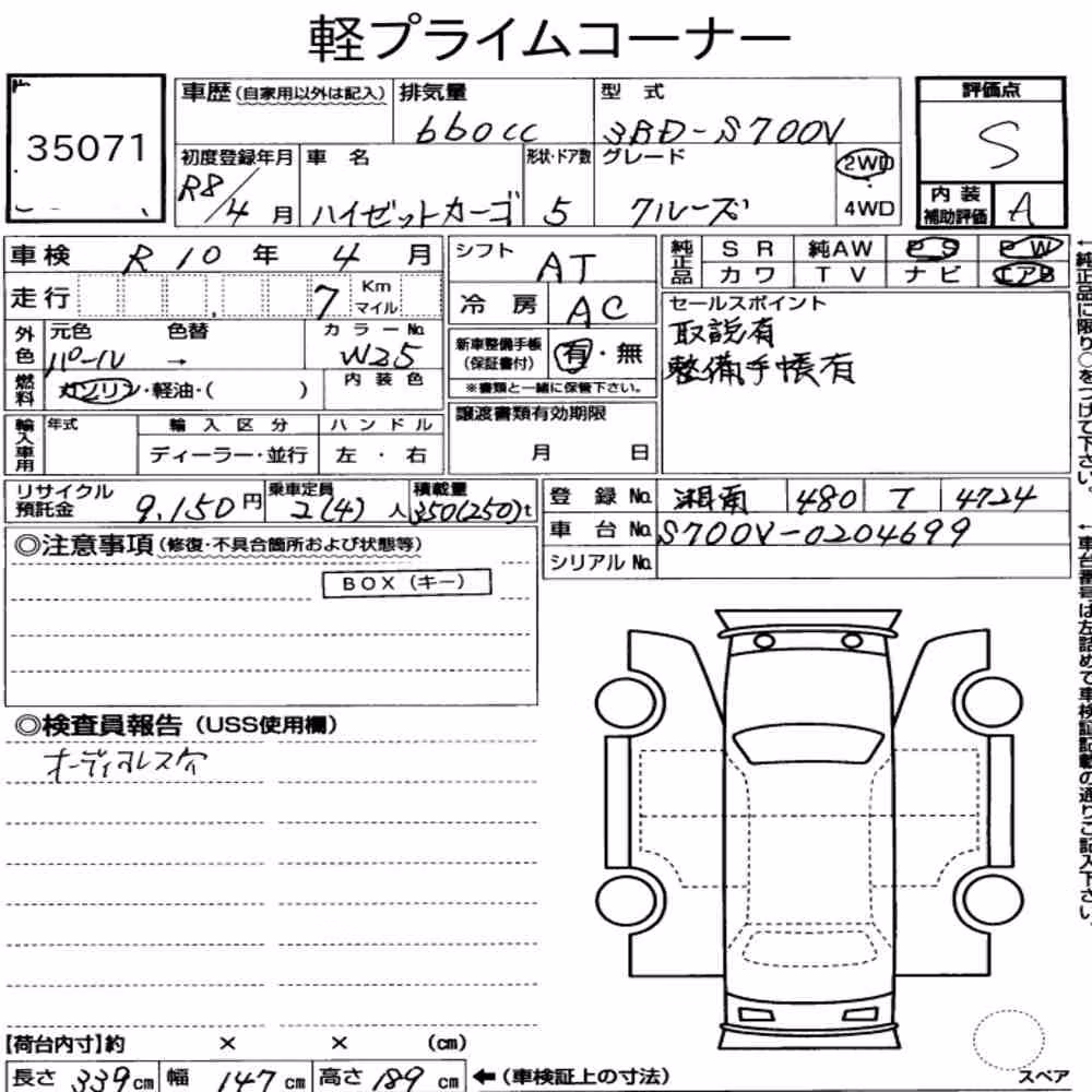 Notka aukcyjna: DAIHATSU HIJET CARGO 5D CRUISE