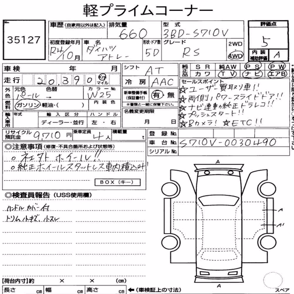 Notka aukcyjna: DAIHATSU ATRAI 5D 4WD RS