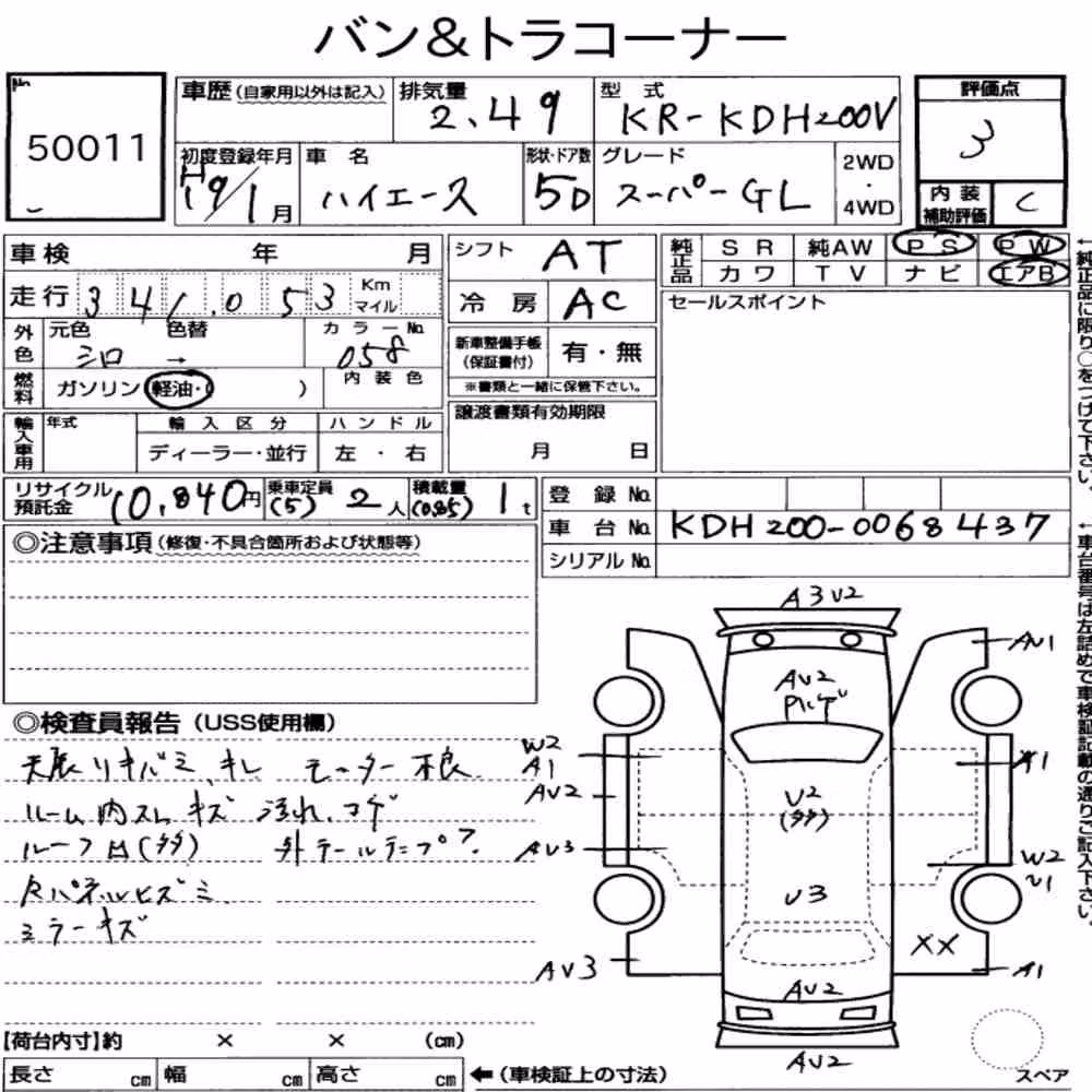 Notka aukcyjna: TOYOTA HIACE VAN 5D LONG SUPER GL