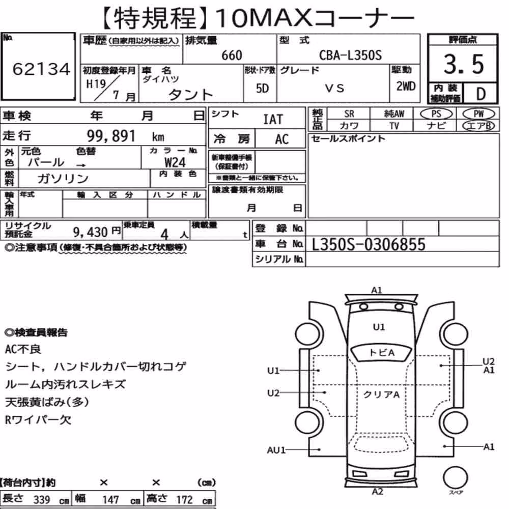 Notka aukcyjna: DAIHATSU TANTO VS