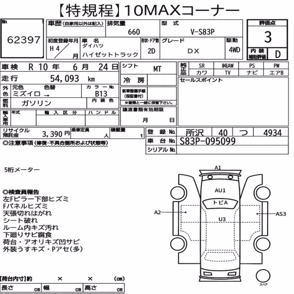 Notka aukcyjna: DAIHATSU HIJET TRUCK 4WD DX
