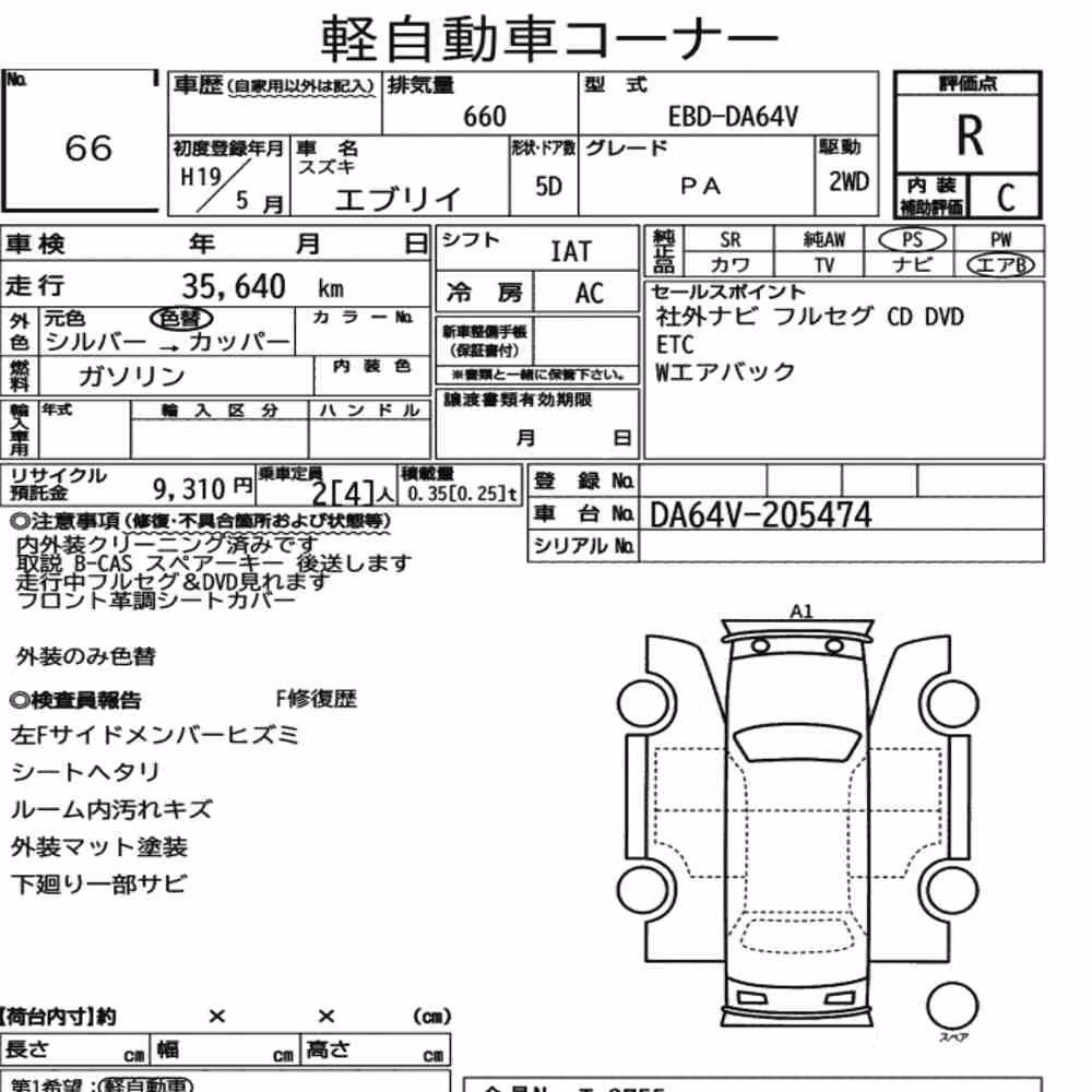 Notka aukcyjna: SUZUKI EVERY 5D PA