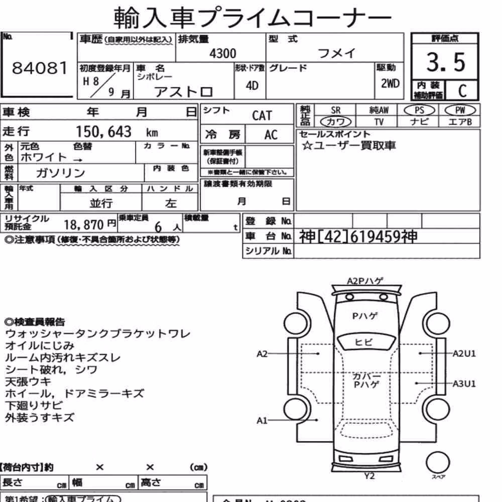 Notka aukcyjna: CHEVROLET ASTRO 4WD