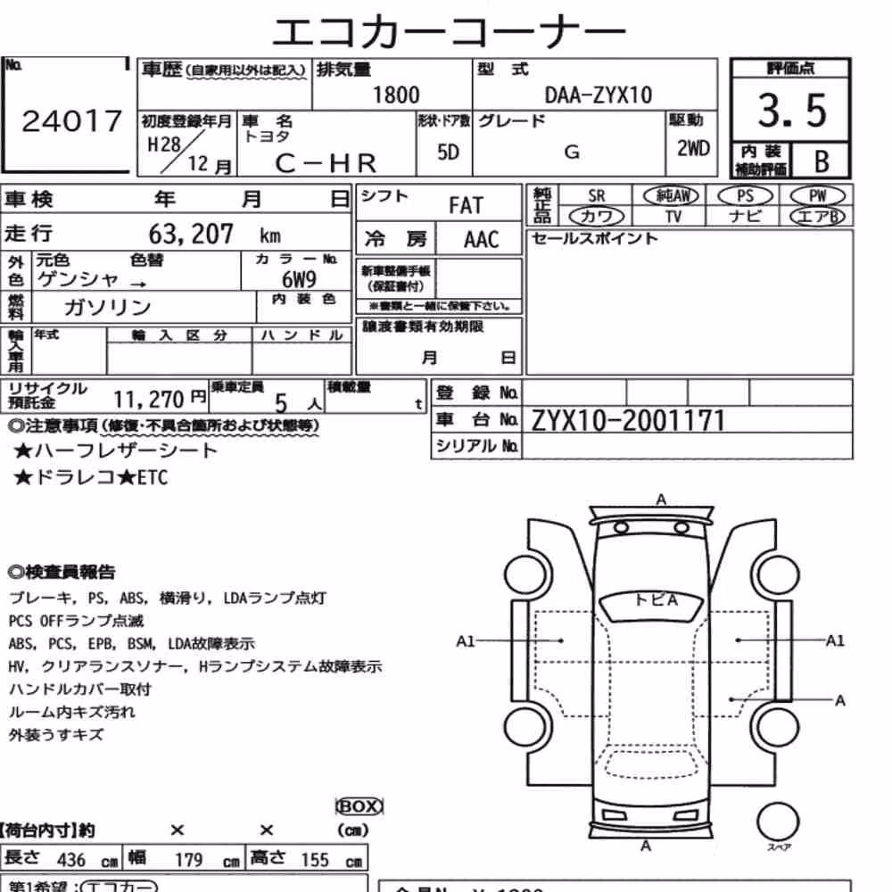 Notka aukcyjna: TOYOTA C-HR G