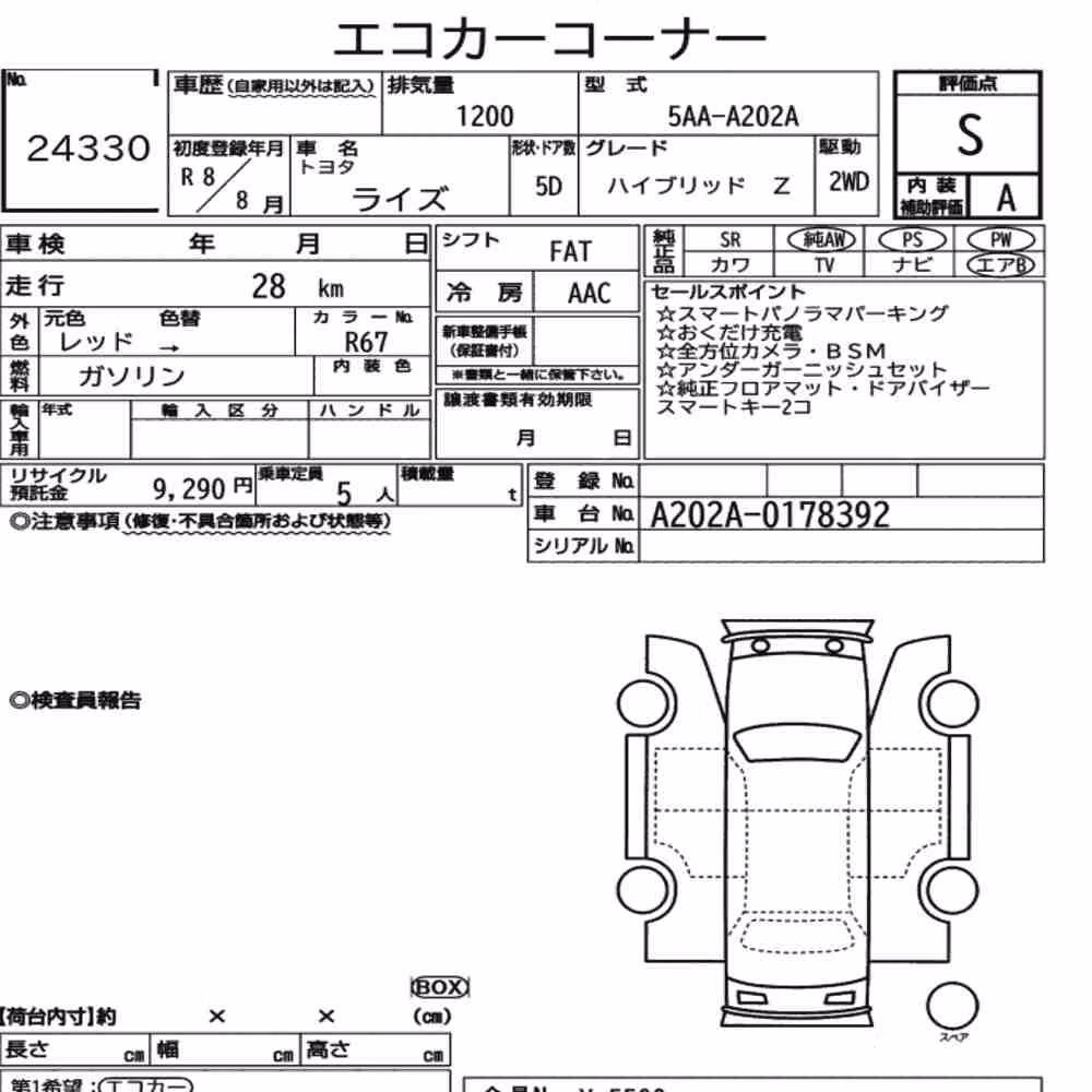 Notka aukcyjna: TOYOTA RAIZE HYBRID Z