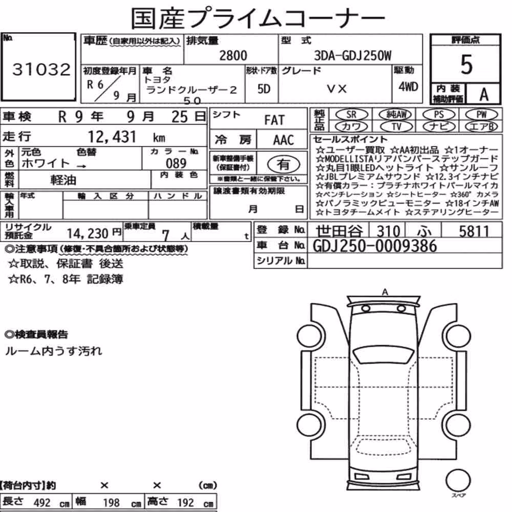 Notka aukcyjna: TOYOTA LAND CRUISER 250 4WD VX
