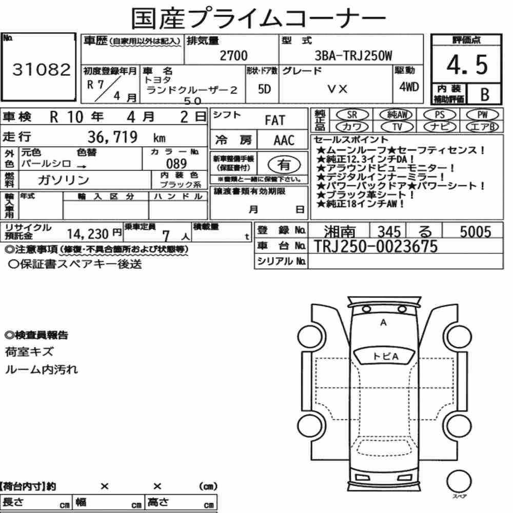Notka aukcyjna: TOYOTA LAND CRUISER 250 4WD VX