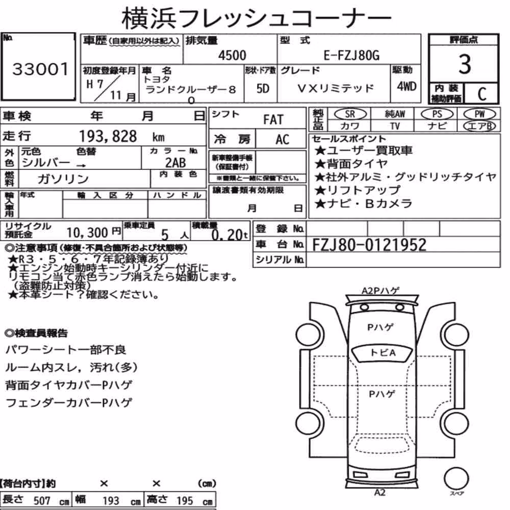 Notka aukcyjna: TOYOTA LAND CRUISER 80 4WD VX LIMITED