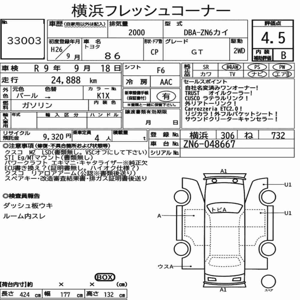 Notka aukcyjna: TOYOTA 86 GT