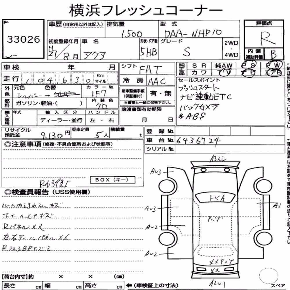 Notka aukcyjna: TOYOTA AQUA S