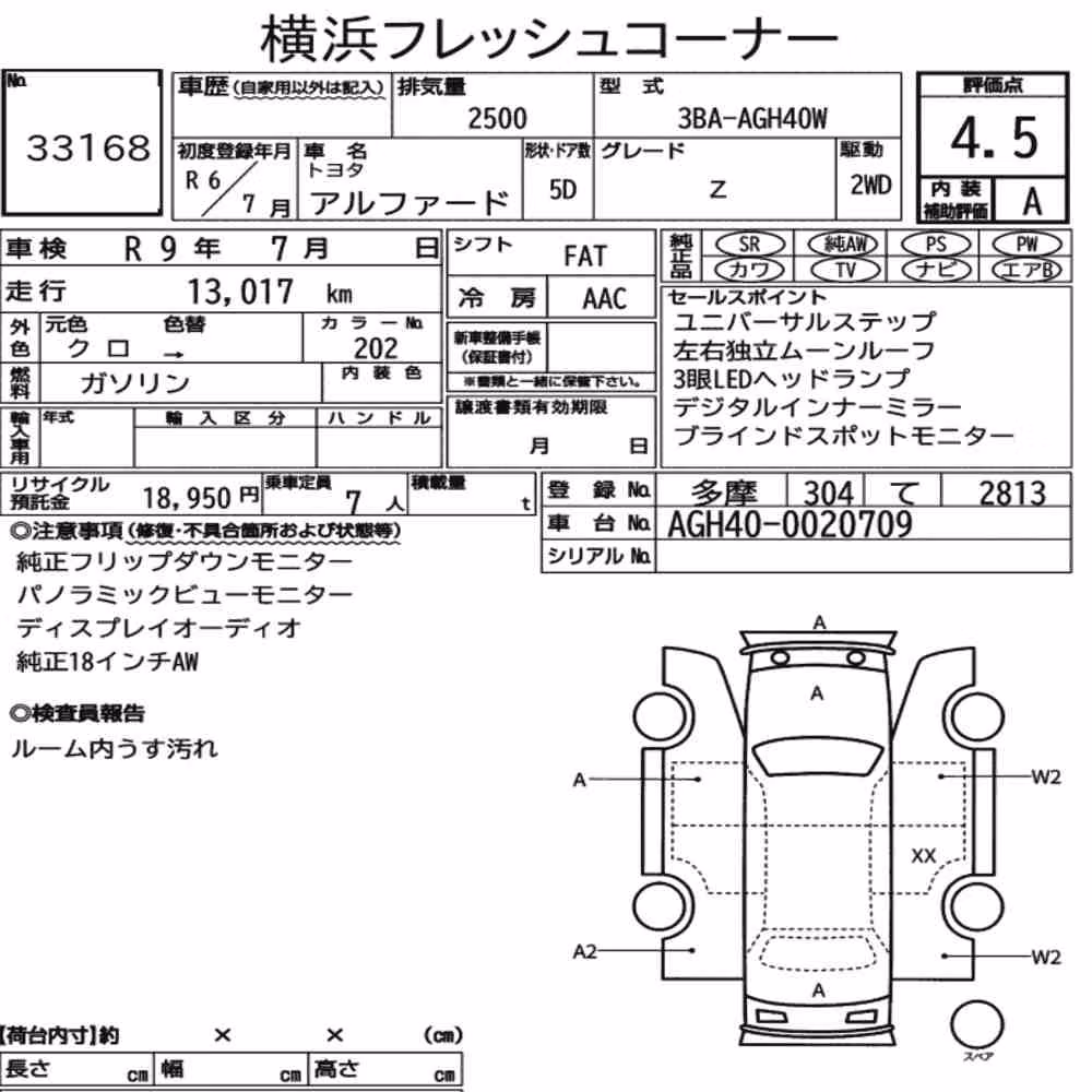 Notka aukcyjna: TOYOTA ALPHARD Z