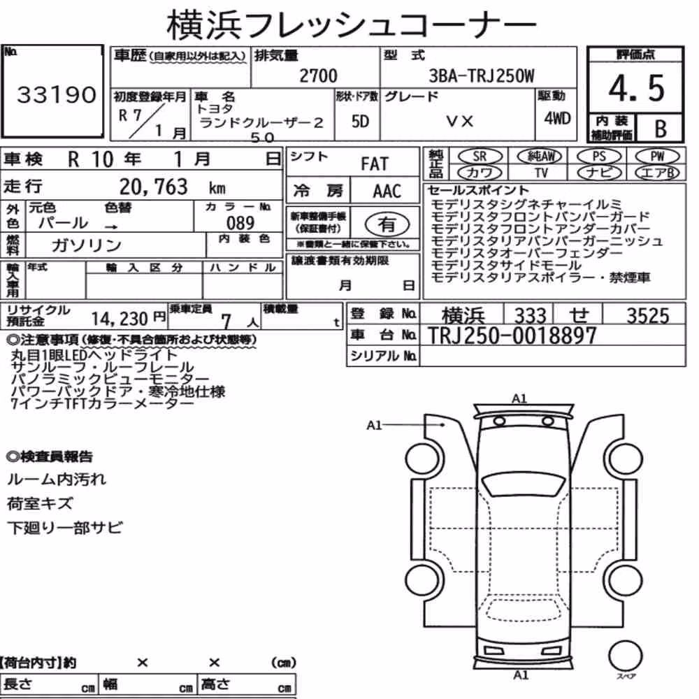 Notka aukcyjna: TOYOTA LAND CRUISER 250 4WD VX