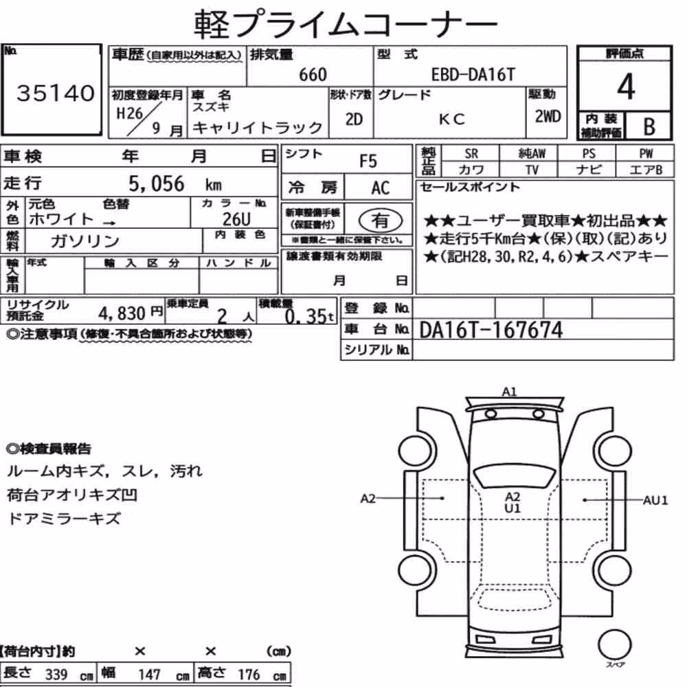 Notka aukcyjna: SUZUKI CARRY TRUCK KC