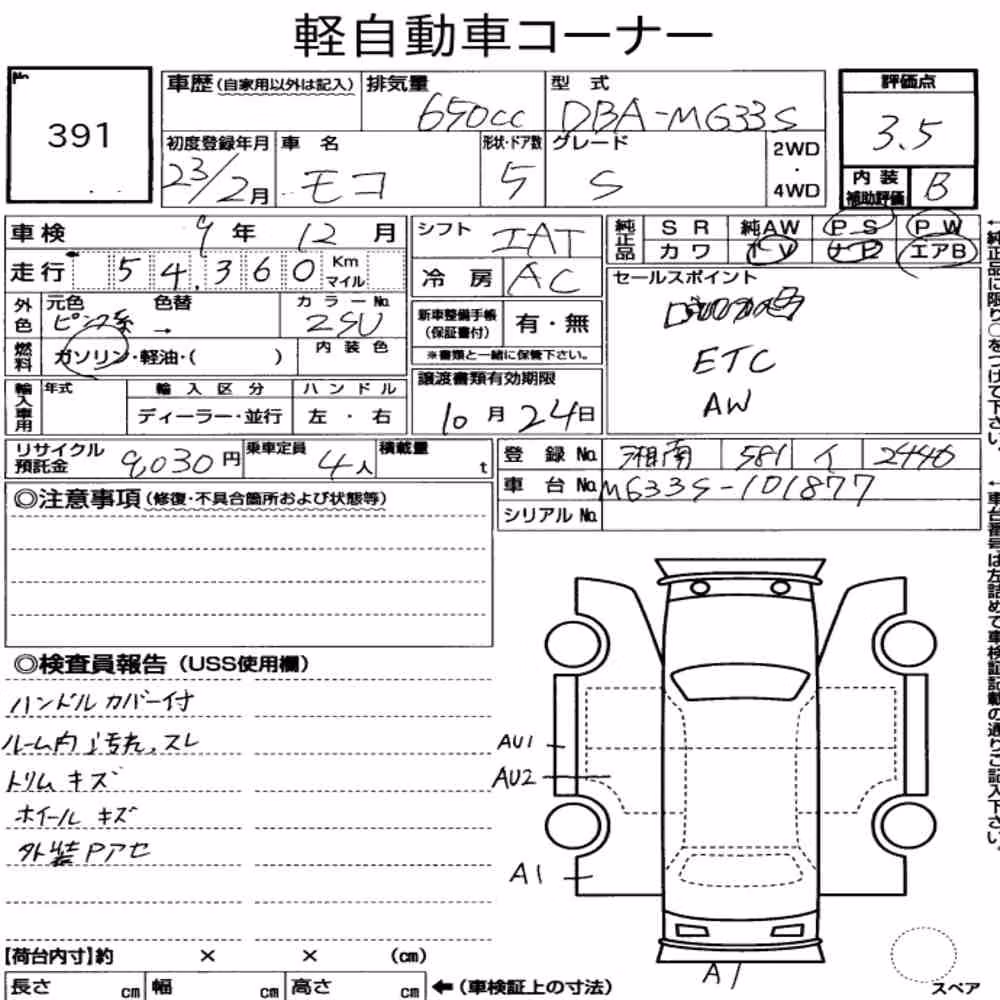 Notka aukcyjna: NISSAN MOCO S