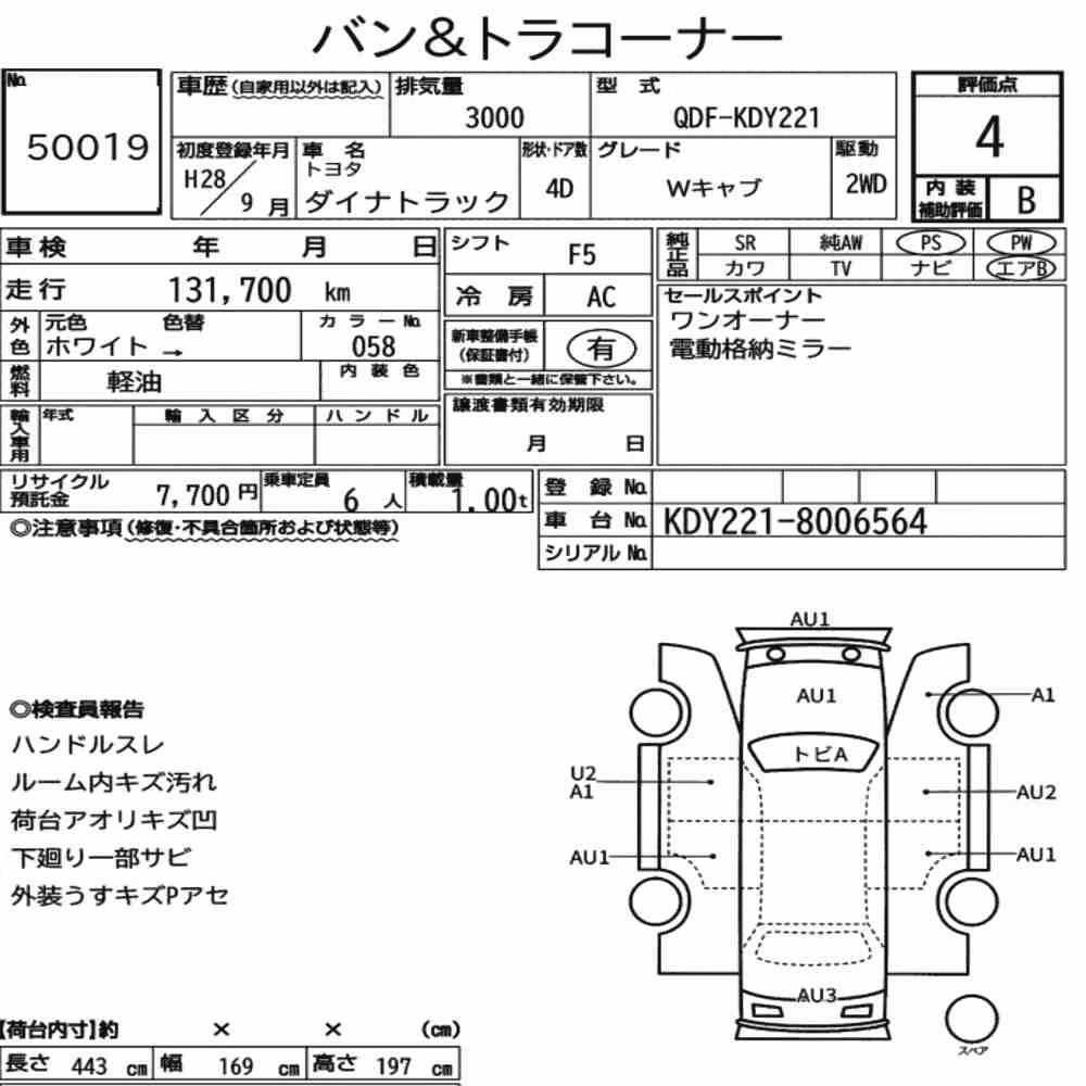 Notka aukcyjna: TOYOTA DYNA TRUCK 4D W CAB